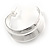 Medium Ribbed Silver Plated Half Hoop/ Creole Earrings - 35mm L - view 5