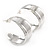 Medium Ribbed Silver Plated Half Hoop/ Creole Earrings - 35mm L - view 4