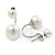 5mm/ 10mm Silver Plated Double Pearl Half Circle Stud Earrings - 23mm L - view 2