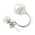 5mm/ 10mm Silver Plated Double Pearl Half Circle Stud Earrings - 23mm L - view 3
