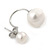5mm/ 10mm Silver Plated Double Pearl Half Circle Stud Earrings - 23mm L - view 4