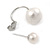 5mm/ 10mm Silver Plated Double Pearl Half Circle Stud Earrings - 23mm L - view 5