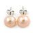 Cream Coloured Freshwater Pearl Stud Earrings In Silver Tone - 10mm L