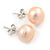 Cream Coloured Freshwater Pearl Stud Earrings In Silver Tone - 10mm L - view 4