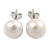 9mm White Freshwater Pearl Stud Earrings In Silver Tone - view 5