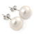 9mm White Freshwater Pearl Stud Earrings In Silver Tone - view 2
