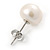 9mm White Freshwater Pearl Stud Earrings In Silver Tone - view 3