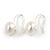 10mm Bridal/ Wedding Lustrous White Off-Round Freshwater Pearl Earrings In Silver Tone - 20mm L - view 4