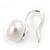 10mm Bridal/ Wedding Lustrous White Off-Round Freshwater Pearl Earrings In Silver Tone - 20mm L - view 2