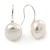 10mm Bridal/ Wedding Lustrous White Off-Round Freshwater Pearl Earrings In Silver Tone - 20mm L