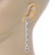 Bridal/ Party Silver Tone Clear Crystal Linear Drop Earrings - 65mm L - view 3
