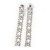 Bridal/ Party Silver Tone Clear Crystal Linear Drop Earrings - 65mm L - view 7