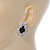 Statement Clear/ Black Jewelled Teardrop Stud Earrings In Silver Tone - 27mm L - view 3