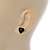 Small Black Acrylic Heart Stud Earrings In Silver Tone - 10mm L - view 2
