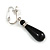Striking Black Resin Teardrop Clip On with Crystal Ring In Silver Tone - 40mm Long - view 5