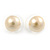 Small Cream Coloured Faux Pearl Stud Earrings In Gold Tone - 10mm D