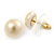 Small Cream Coloured Faux Pearl Stud Earrings In Gold Tone - 10mm D - view 3