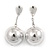 Mirrored Silver Ball Drop Earrings - 45mm L/ 18mm D