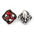 Marcasite Square Red Crystal, White Peal Clip On Earrings In Antique Silver Tone - 20mm L - view 5