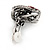Marcasite Square Red Crystal, White Peal Clip On Earrings In Antique Silver Tone - 20mm L - view 4
