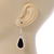 Silver Tone Black Ceramic Bead with Clear Crystal Ball Drop Earrings - 45mm L - view 3