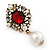 Vintage Inspired Clear/ Red Crystal, Pearl Drop Earrings In Antique Gold Tone - 45mm L - view 6