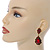 Vintage Inspired Ruby Red Glass Crystal Bead Teardrop Earrings In Antique Gold Tone - 50mm L - view 2