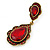 Vintage Inspired Ruby Red Glass Crystal Bead Teardrop Earrings In Antique Gold Tone - 50mm L - view 4