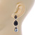 Marcasite Black/ Grey Crystal Pearl Drop Earrings In Antique Silver Tone - 45mm L - view 3