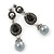 Marcasite Black/ Grey Crystal Pearl Drop Earrings In Antique Silver Tone - 45mm L