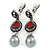 Marcasite Hematite/ Red Crystal Pearl Clip On Earrings In Antique Silver Tone - 45mm L - view 5