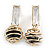 Gold Tone Wire Ball with Black Crystal Drop Earrings - 35mm L - view 7