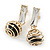 Gold Tone Wire Ball with Black Crystal Drop Earrings - 35mm L
