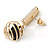 Gold Tone Wire Ball with Black Crystal Drop Earrings - 35mm L - view 4