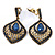 Vintage Inspired Montana Blue Crystal Teardrop Clip On Earrings In Antique Gold Tone - 40mm L