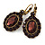 Vintage Inspired Oval Deep Purple Crystal Drop Earrings with Leverback Closure In Antique Gold Tone - 42mm L - view 9