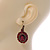 Vintage Inspired Oval Red Crystal Drop Earrings with Leverback Closure In Antique Gold Tone - 40mm L - view 3