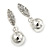 Silver Plated Clear Crystal Ball Drop Earrings - 35mm L - view 5