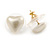 Small Cream Acrylic Heart Stud Earrings In Gold Tone - 10mm L - view 3