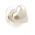 Small Cream Acrylic Heart Stud Earrings In Gold Tone - 10mm L - view 6