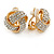 Gold Tone Clear Crystal Knot Clip On Earrings - 15mm L - view 3