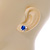 Small Sapphire Blue/ Clear Diamante Stud Earrings In Silver Finish - 10mm D - view 3