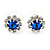 Small Sapphire Blue/ Clear Diamante Stud Earrings In Silver Finish - 10mm D