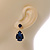 Midnight Blue Acrylic Teardrop Earrings In Gold Tone - 30mm L - view 3