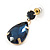 Midnight Blue Acrylic Teardrop Earrings In Gold Tone - 30mm L - view 5