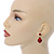 Red Acrylic Teardrop Earrings In Gold Tone - 30mm L - view 2