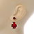 Red Acrylic Teardrop Earrings In Gold Tone - 30mm L - view 3
