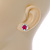Small Fuchsia/ Clear Diamante Stud Earrings In Silver Finish - 10mm D - view 4
