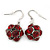 Ruby Red Crystal Ball Drop Earrings In Silver Tone - 30mm L - view 6