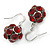 Ruby Red Crystal Ball Drop Earrings In Silver Tone - 30mm L - view 3